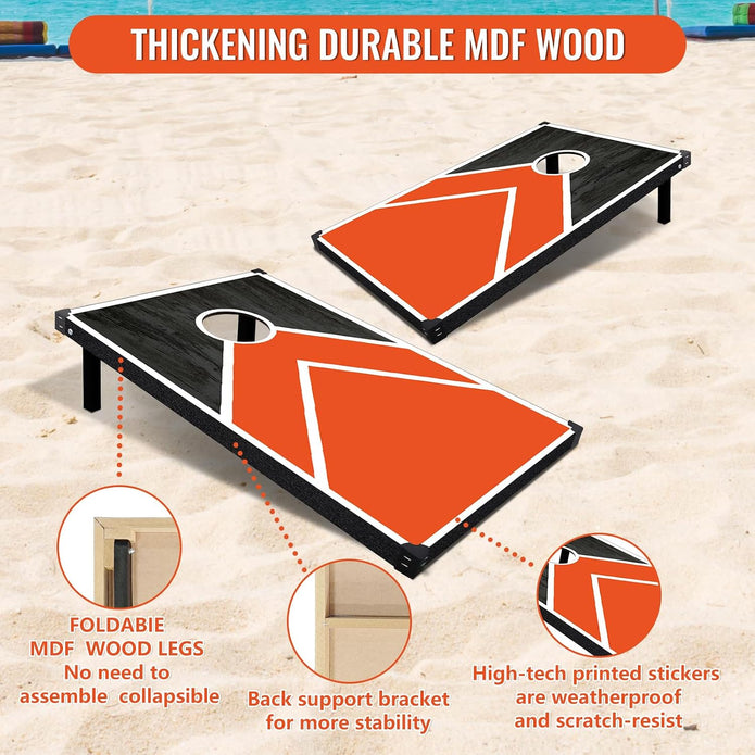 Cornhole Boards Set 3x2ft with 8 Bean Bags for Toss Beach Game Corn Hole