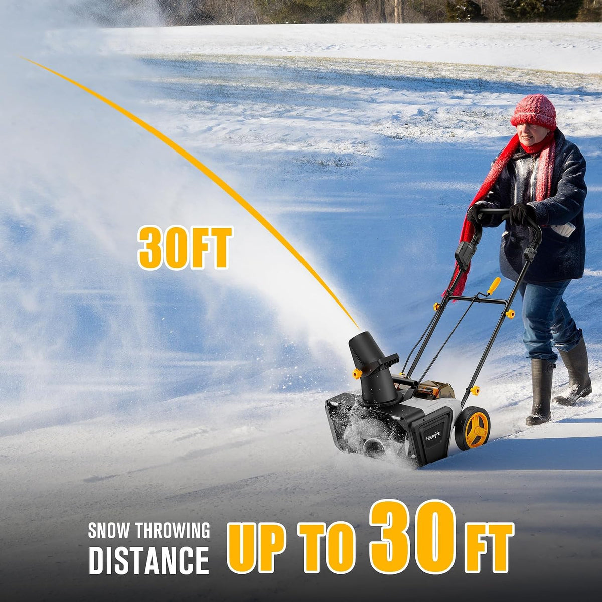 Cordless Snow Blower Compatible with DeWalt 20V Battery(Tool Only), 20'' Brushless Electric Snow Thrower with Rotating Chute