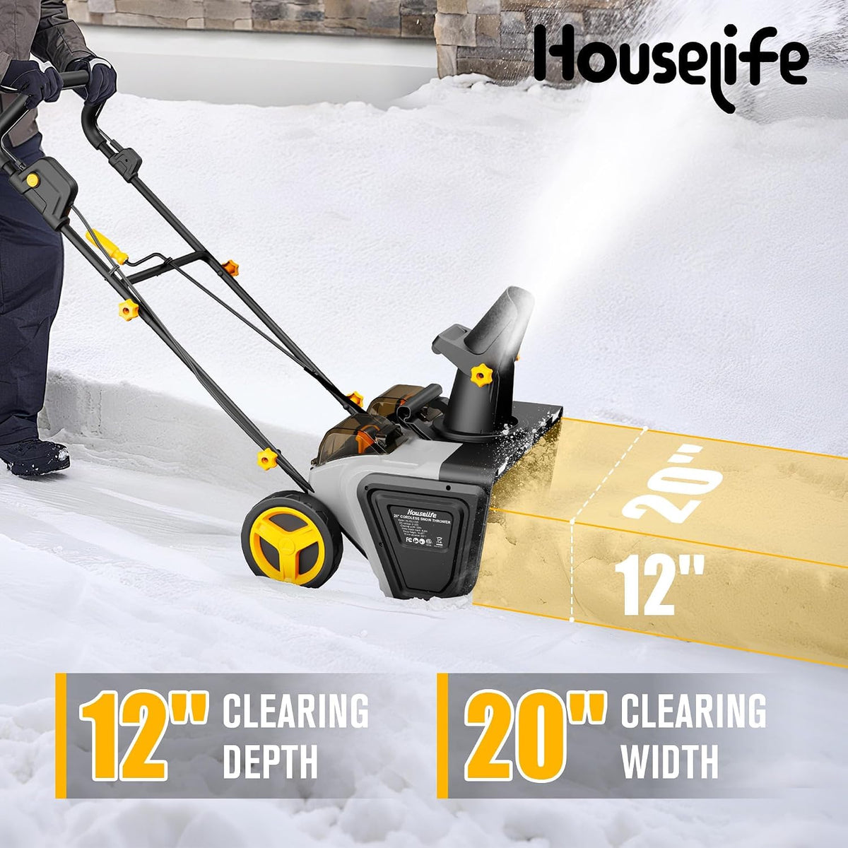 Cordless Snow Blower Compatible with DeWalt 20V Battery(Tool Only), 20'' Brushless Electric Snow Thrower with Rotating Chute