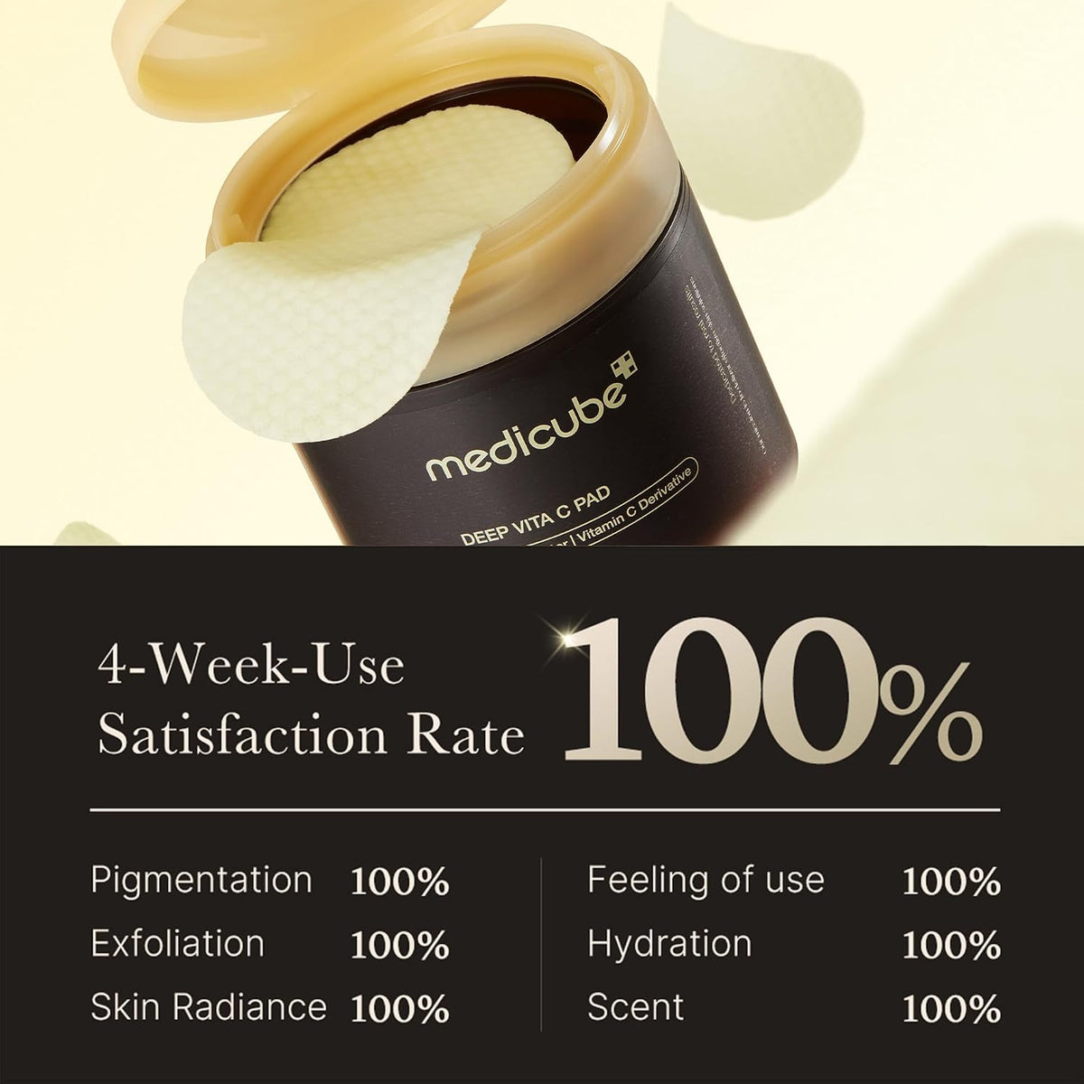 medicube Deep Vita C Facial Pads, Vitamin C Toner Pads for Uneven Skin Tone, 500,000PPM of vitamin water & 3 types of vitamin, Hydrating & Resurfacing (70 sheets)