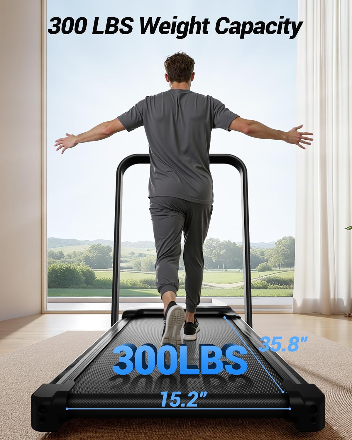 Walking Pad with 15% Incline 2.5HP Foldable Treadmill for Home and Office Under Desk 300LBS Weight Capacity Treadmill with LED Display & Remote Control