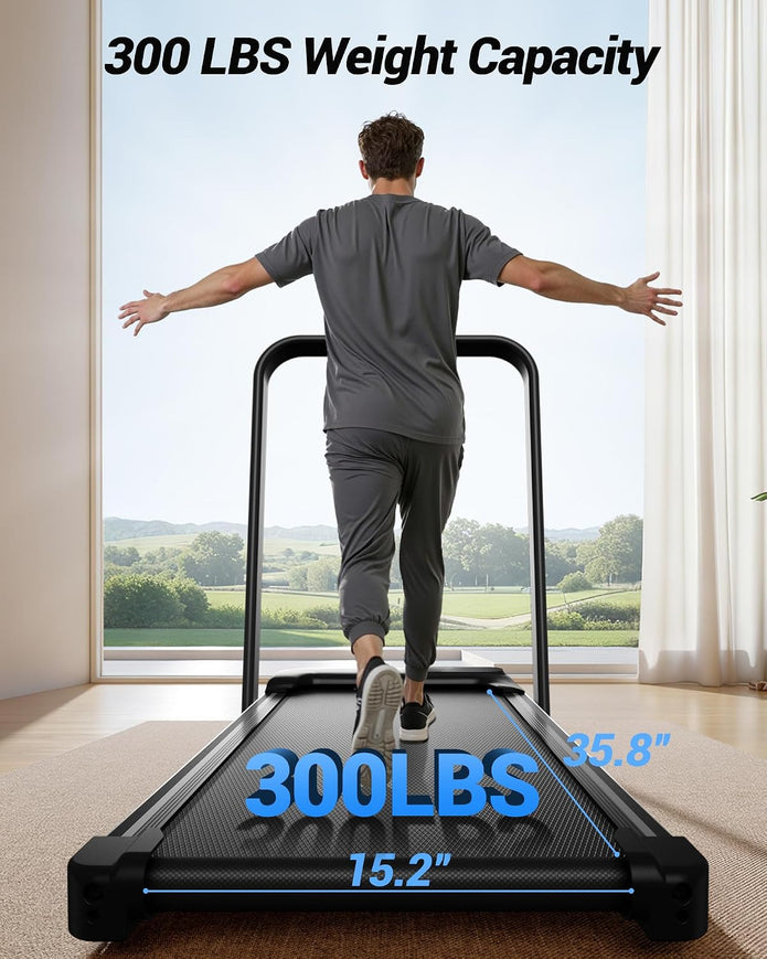 Walking Pad with 15% Incline 2.5HP Foldable Treadmill for Home and Office Under Desk 300LBS Weight Capacity Treadmill with LED Display & Remote Control