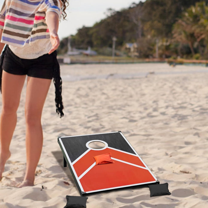 Cornhole Boards Set 3x2ft with 8 Bean Bags for Toss Beach Game Corn Hole