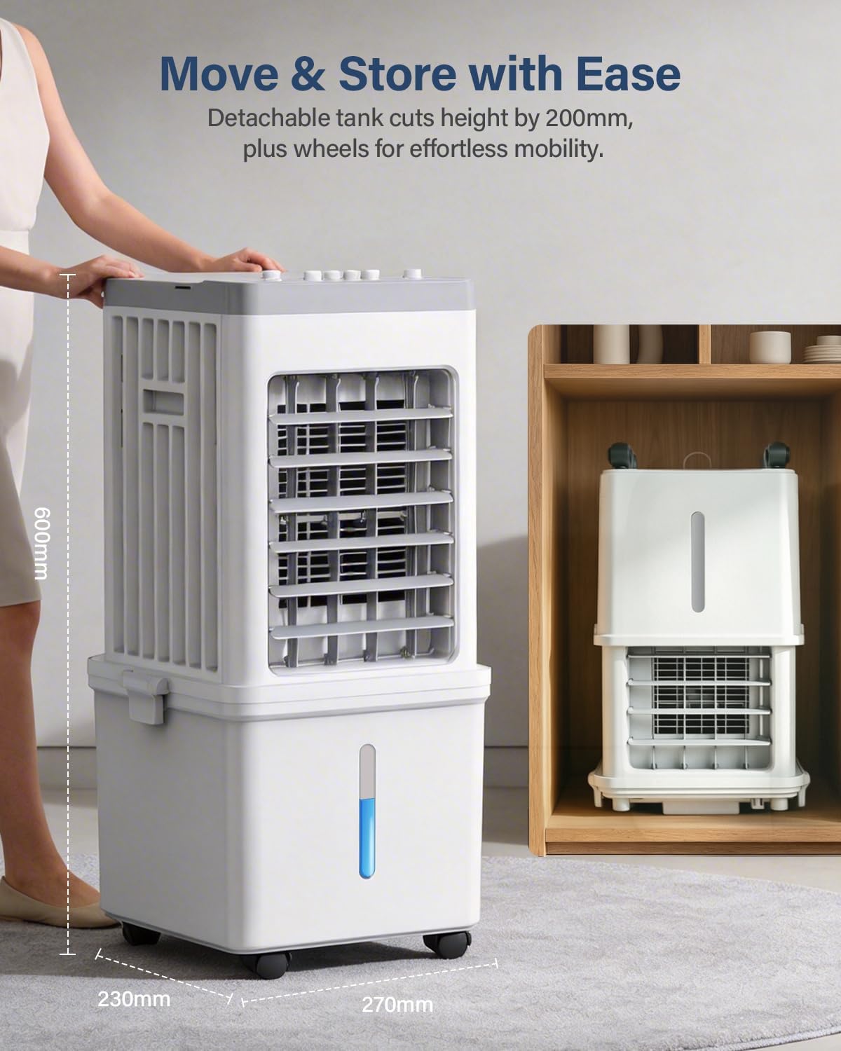 NEW/ OPEN BOX Mobile Evaporative Cooling Unit with 12L Water Tank, Quiet 35dB Air Cooler, 120° Auto Swing 3-Speed 70W Energy Saving Fan