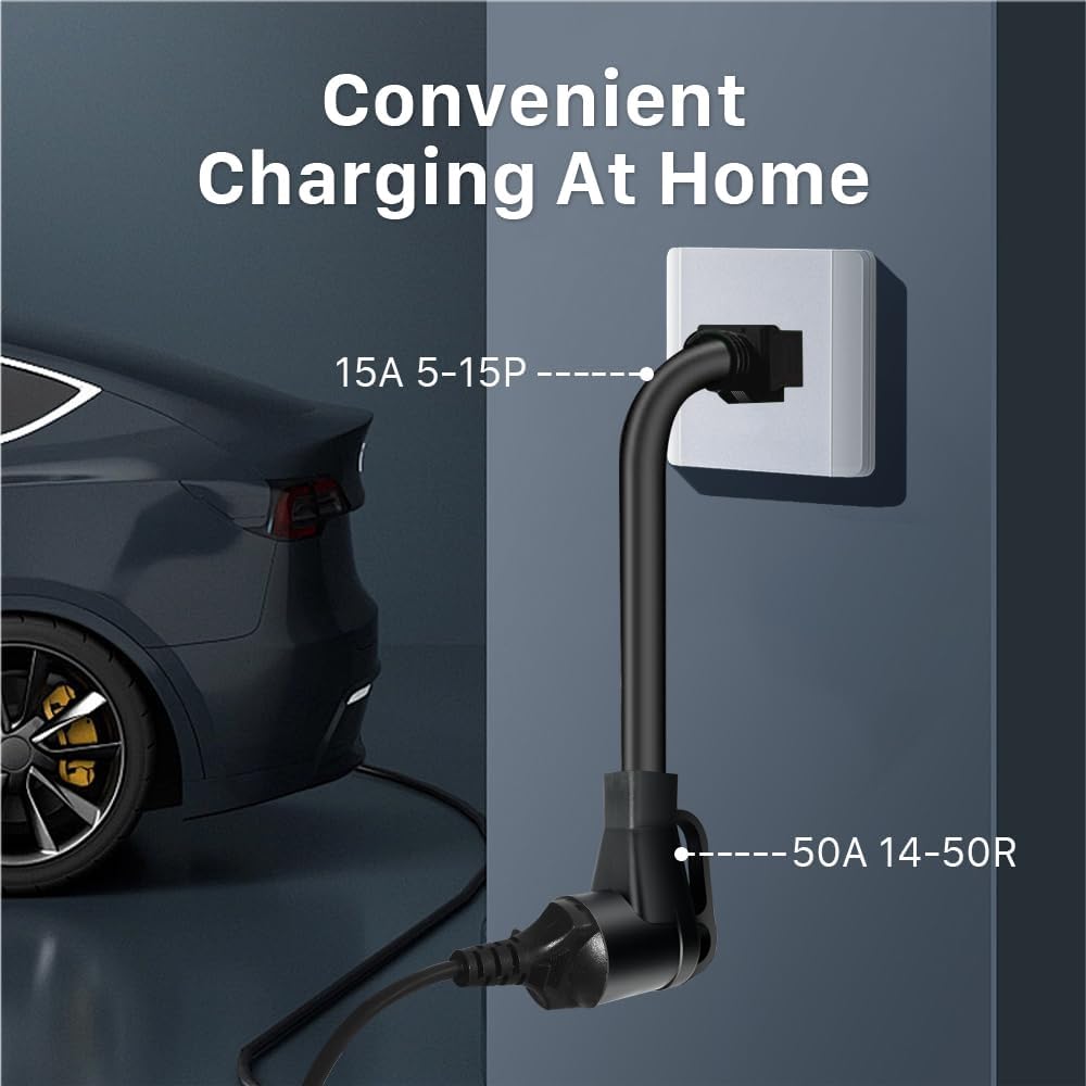 50Amp to 15Amp 110 Volt Adapter Cord, Nema 5-15P Male to 14-50R Female Power Connector for Level 1 EV Chargers (not for RVs)