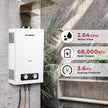 Camplux 10L Outdoor Portable Gas Water Heater, Tankless Propane Water Heater with Overheating Protection, Instant Propane Hot Water Heater for RV, Camping, Cabins, Barns, White