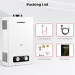 Camplux 10L Outdoor Portable Gas Water Heater, Tankless Propane Water Heater with Overheating Protection, Instant Propane Hot Water Heater for RV, Camping, Cabins, Barns, White