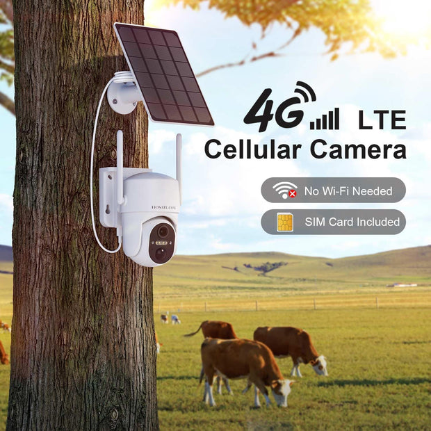 4G LTE Cellular Security Cameras Outdoor, No WiFi Outdoor Security Camera Wireless, Solar Security Cameras Wireless Outdoor, PIR Sensor, 2-Way Audio, 2K Color Night Vision, Cloud & SD Card, 2 Pack