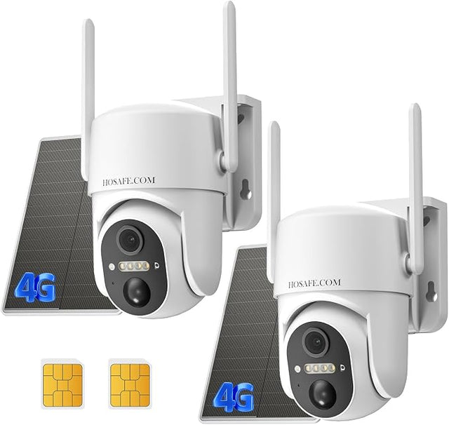 4G LTE Cellular Security Cameras Outdoor, No WiFi Outdoor Security Camera Wireless, Solar Security Cameras Wireless Outdoor, PIR Sensor, 2-Way Audio, 2K Color Night Vision, Cloud & SD Card, 2 Pack