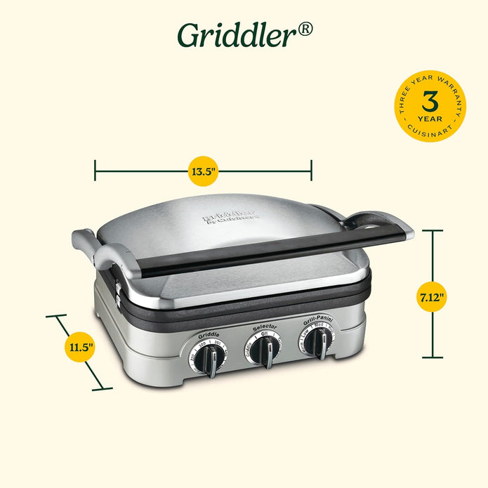 Cuisinart Panini Press and Grill, 1500W 5-in-1 Griddler, Dishwasher-Safe
