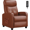 Comhoma Push Back Faux Leather Massage Recliner with Footrest, Brown