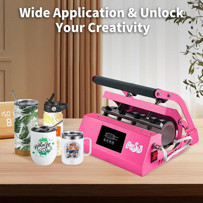Tumbler Heat Press Machine, Mug Press Machine for 30oz 20oz, Sublimation Blank Skinny Tumbler Glass Jar Can 11-16oz Mugs, Heat Transfer Print for Sublimation Tumblers, Cups, Mugs Hot Pink