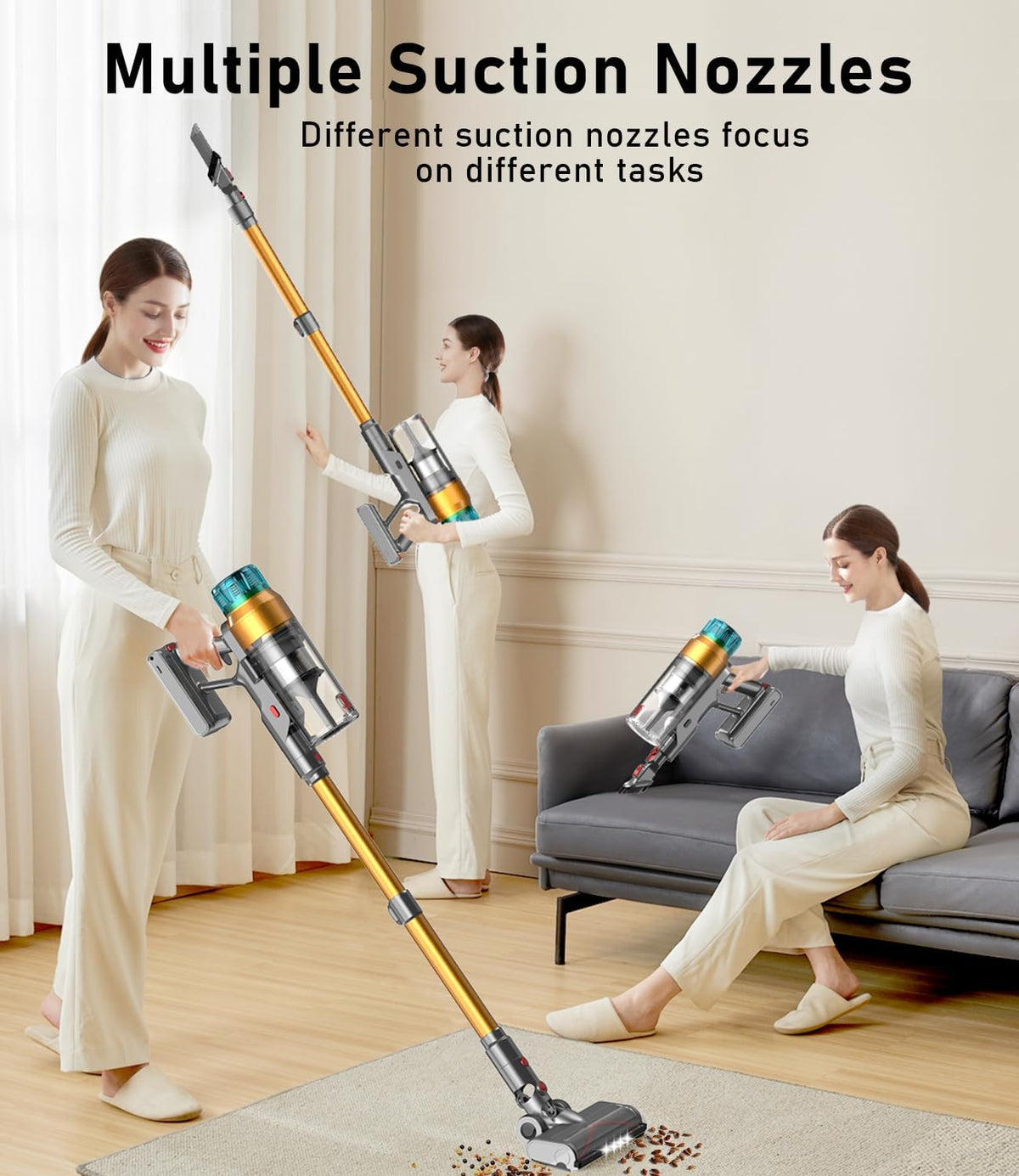 Cordless Vacuum Cleaner 600W 55Kpa Stick Vacuum,Up to 55Mins, Vacuum Cleaners