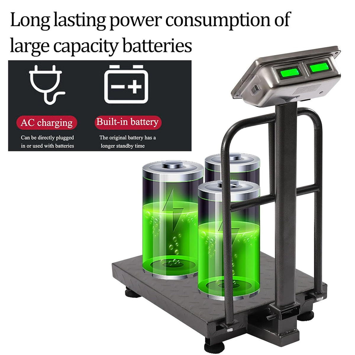 660 lb Floor Digital Scale with Removable Guardrail Industrial Platform Scale with Accurate LB/KG