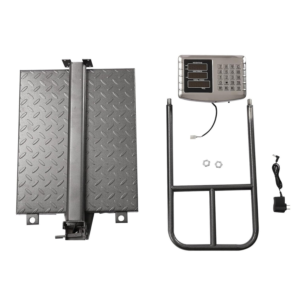 660 lb Floor Digital Scale with Removable Guardrail Industrial Platform Scale with Accurate LB/KG