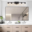 Black Bathroom Light Fixtures, 6-Light Bathroom Lighting Fixtures Over Mirror with Clear Glass Shade, 34in Farmhouse Vanity Lights, 6 Bulb Count Large Vanity Light Fixture for Bath, Mirror,Wall Sconce