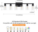 Black Bathroom Light Fixtures, 6-Light Bathroom Lighting Fixtures Over Mirror with Clear Glass Shade, 34in Farmhouse Vanity Lights, 6 Bulb Count Large Vanity Light Fixture for Bath, Mirror,Wall Sconce