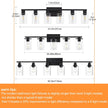 Black Bathroom Light Fixtures, 6-Light Bathroom Lighting Fixtures Over Mirror with Clear Glass Shade, 34in Farmhouse Vanity Lights, 6 Bulb Count Large Vanity Light Fixture for Bath, Mirror,Wall Sconce