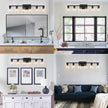 Black Bathroom Light Fixtures, 6-Light Bathroom Lighting Fixtures Over Mirror with Clear Glass Shade, 34in Farmhouse Vanity Lights, 6 Bulb Count Large Vanity Light Fixture for Bath, Mirror,Wall Sconce