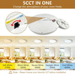 Dimmable 12Inch LED Flush Mount Ceiling Light, 24W, 2520LM, 2700K/3000K/4000K/5000K/6000K CCT Selectable,LED Round Flat Panel Light Dimmable from 5% to 100% for Bedroom,Kitchen,Hallway, White 12PK