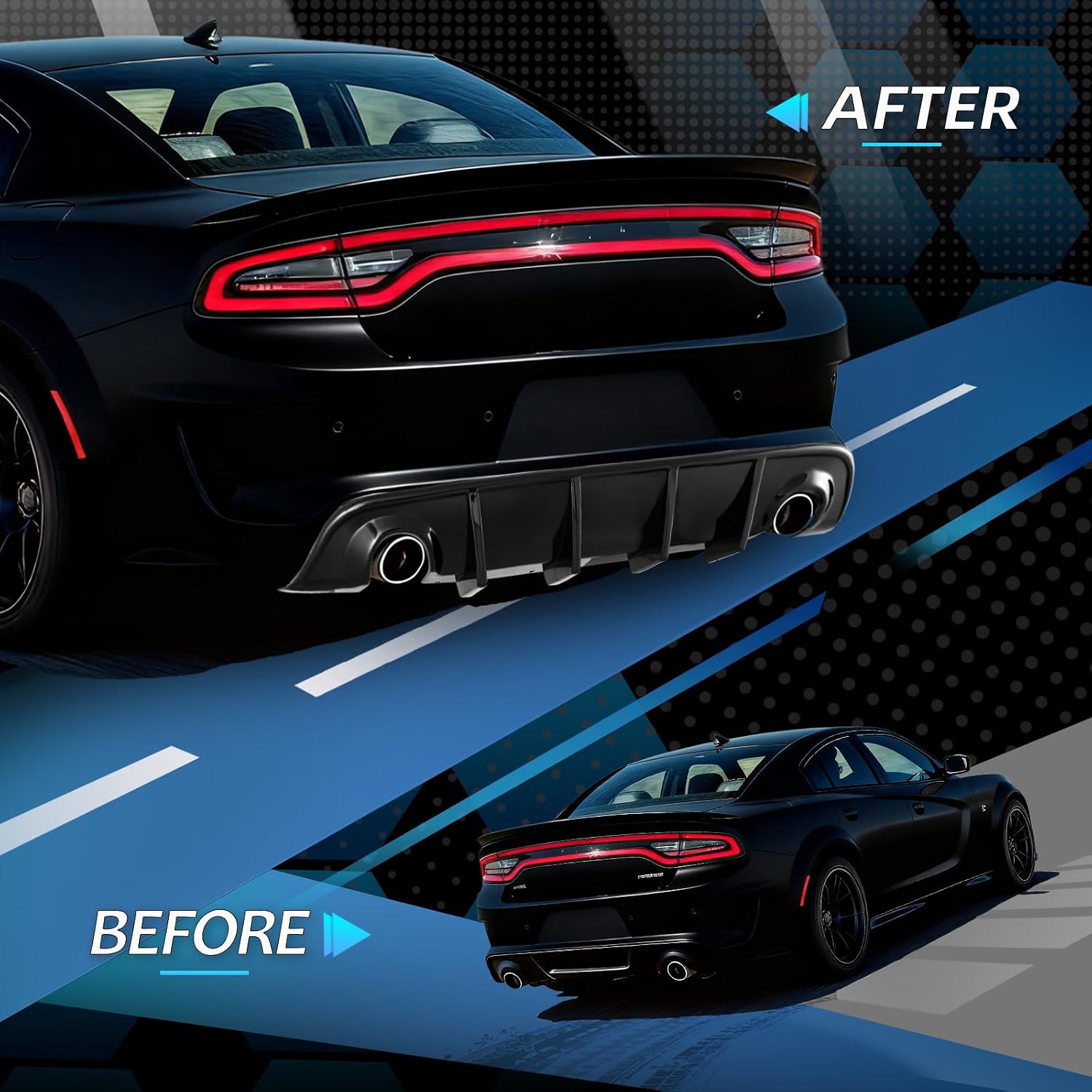 2015-2023 Charger SRT Daytona Scat Pack R/T 392 & SRT GT R/T Rear Lip Bumper Diffuser Valance Rear Bumper Lip Diffuser (Gloss Black)