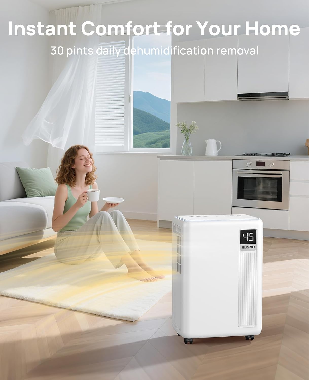 30 Pint Dehumidifier, 2500 Sq. ft Dehumidifier for Basement with Drain Hose | Dehumidifiers for Home, RV, Bathroom, Bedroom, Garage, Intelligent Humidity Control