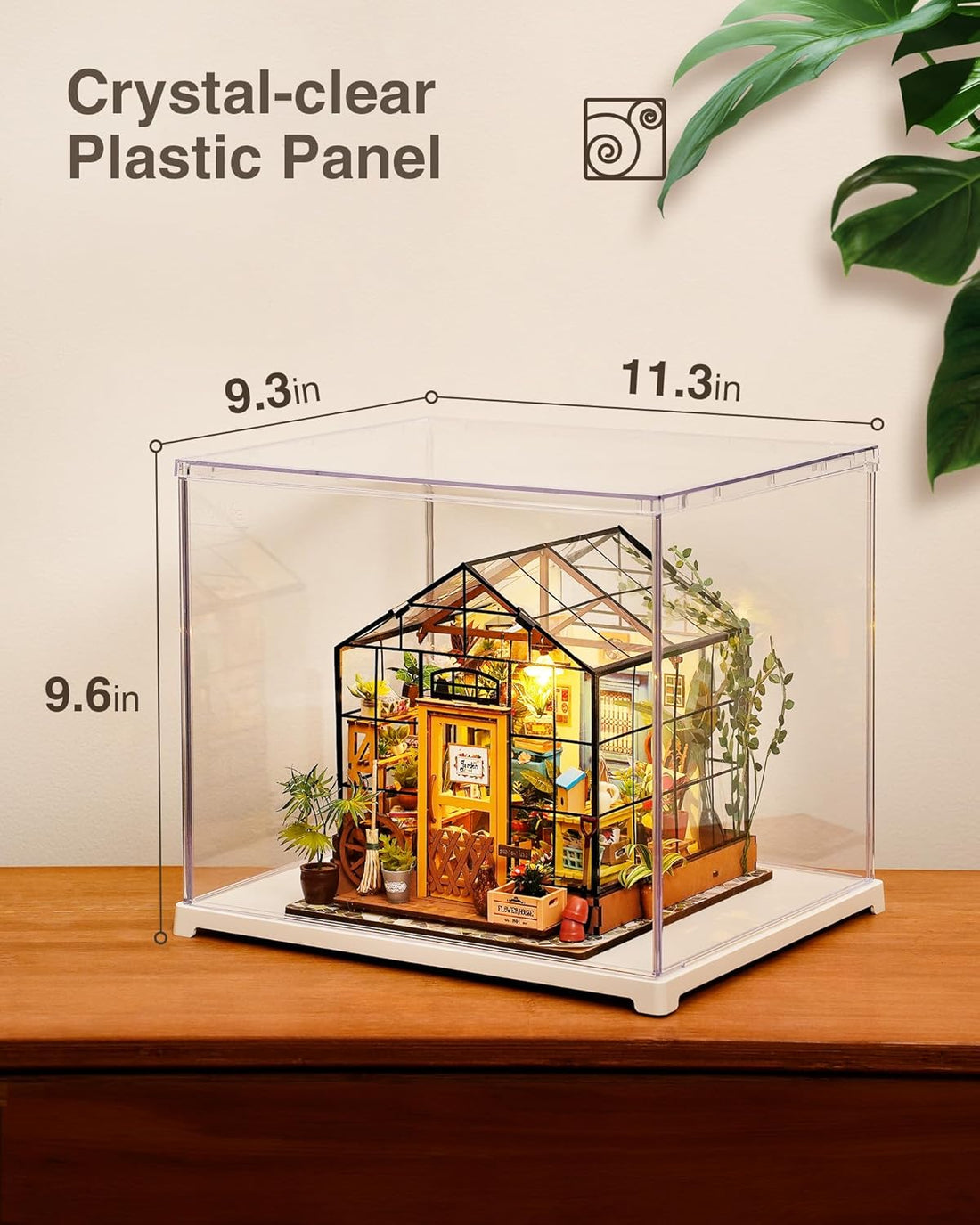 Rolife Dust Cover-Display Case for Collectibles and Shoes Storage, Clear Storage Bins with Doors for 3D Puzzles, DIY Miniature House Kits, Book Nook Kits, Blind Box Action Figures (11.3''x9.6''x9.3'') DF03L