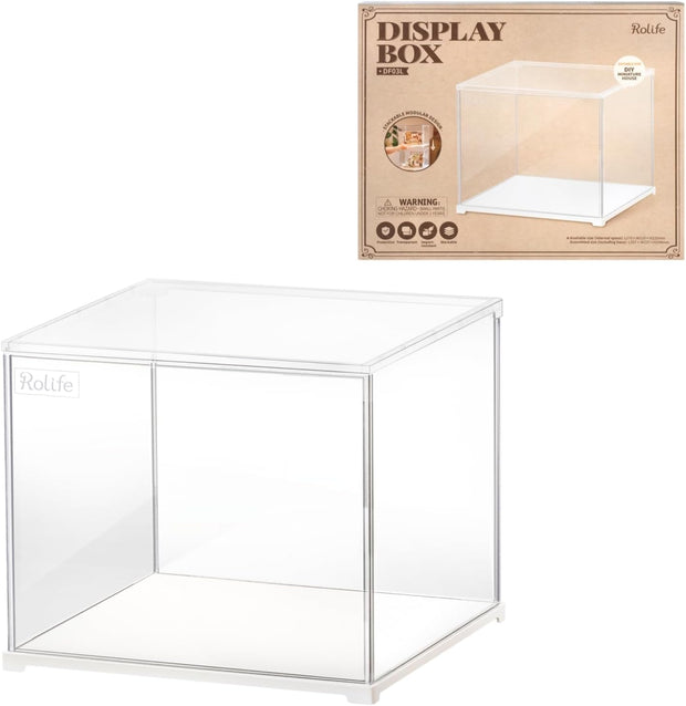 Rolife Dust Cover-Display Case for Collectibles and Shoes Storage, Clear Storage Bins with Doors for 3D Puzzles, DIY Miniature House Kits, Book Nook Kits, Blind Box Action Figures (11.3''x9.6''x9.3'') DF03L