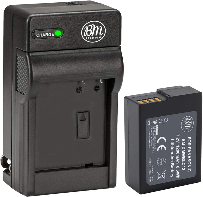 BM Premium High Capacity DMW-BLC12 Battery and Battery Charger for Panasonic Lumix DC-FZ1000 II DC-G97 DC-G95 DMC-G85 DMC-GH2 DMC-G5 DMC-G6K DMC-G7 DMC-GX8 DMC-FZ200 DMC-FZ300 FZ1000 DMC-FZ2500 Camera