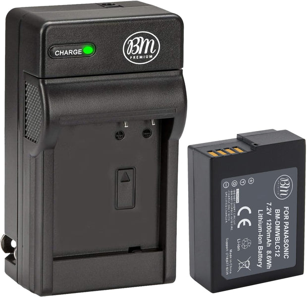 BM Premium High Capacity DMW-BLC12 Battery and Battery Charger for Panasonic Lumix DC-FZ1000 II DC-G97 DC-G95 DMC-G85 DMC-GH2 DMC-G5 DMC-G6K DMC-G7 DMC-GX8 DMC-FZ200 DMC-FZ300 FZ1000 DMC-FZ2500 Camera