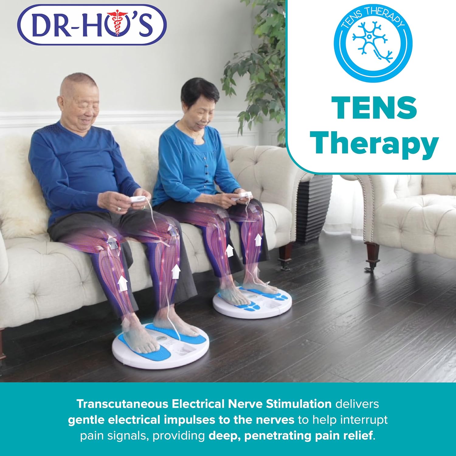 DR-HO'S Circulation Promoter Essential Package – 4-in-1 Therapy Device with TENS, EMS, NMES & AMP Technologies – Supports Circulation, Foot & Leg Comfort