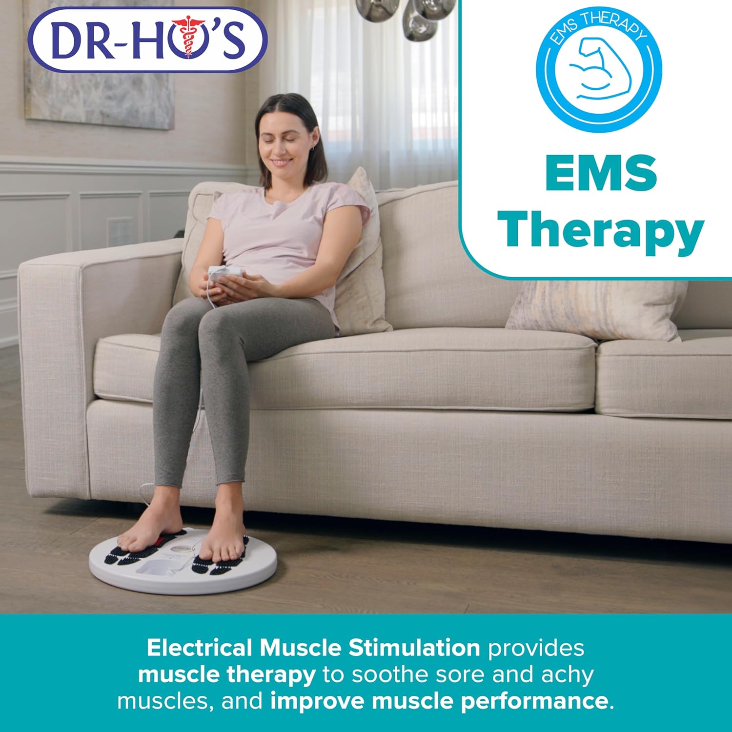 DR-HO'S Circulation Promoter Essential Package – 4-in-1 Therapy Device with TENS, EMS, NMES & AMP Technologies – Supports Circulation, Foot & Leg Comfort