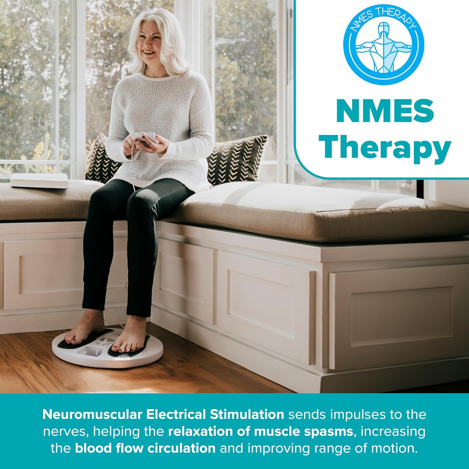 DR-HO'S Circulation Promoter Essential Package – 4-in-1 Therapy Device with TENS, EMS, NMES & AMP Technologies – Supports Circulation, Foot & Leg Comfort