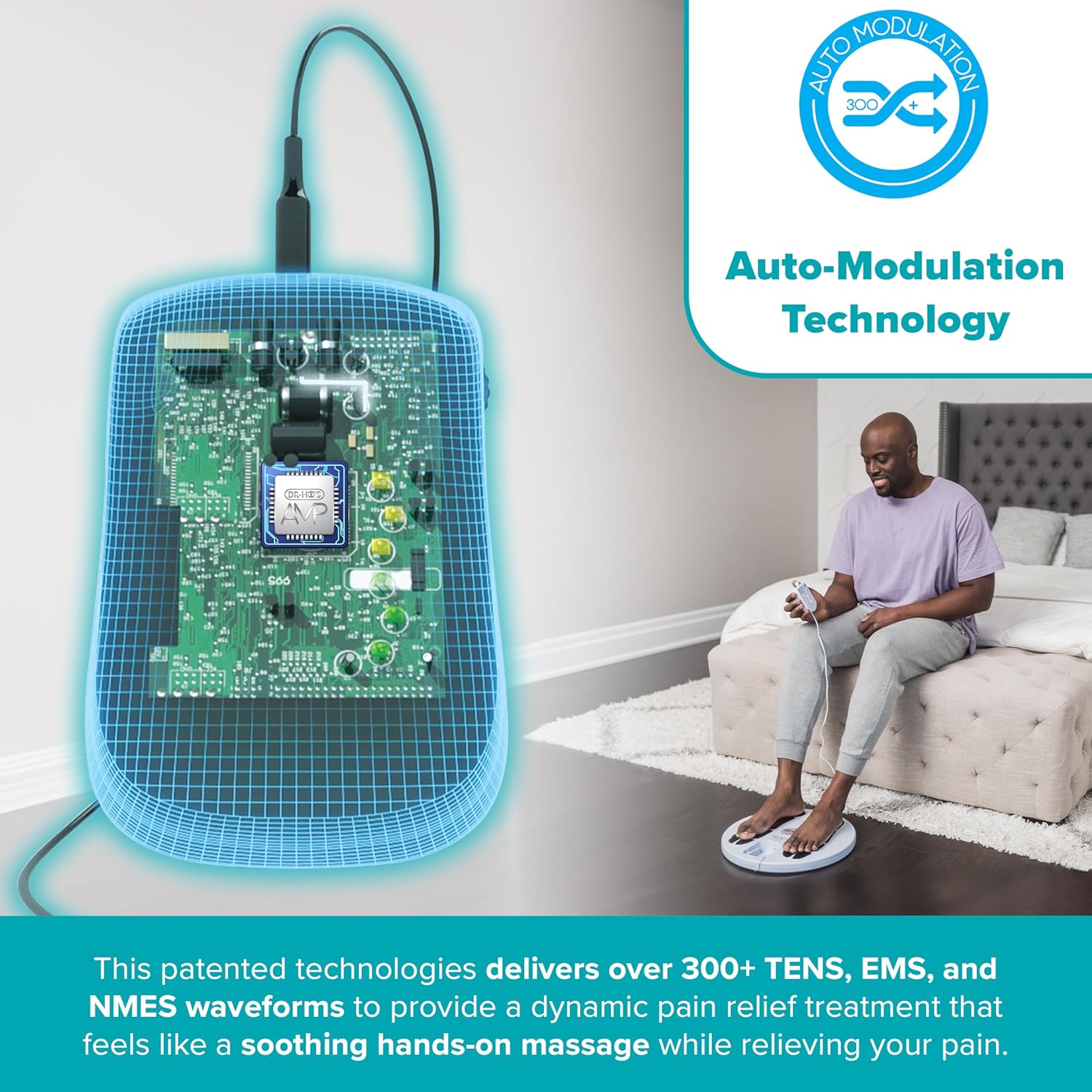 DR-HO'S Circulation Promoter Essential Package – 4-in-1 Therapy Device with TENS, EMS, NMES & AMP Technologies – Supports Circulation, Foot & Leg Comfort