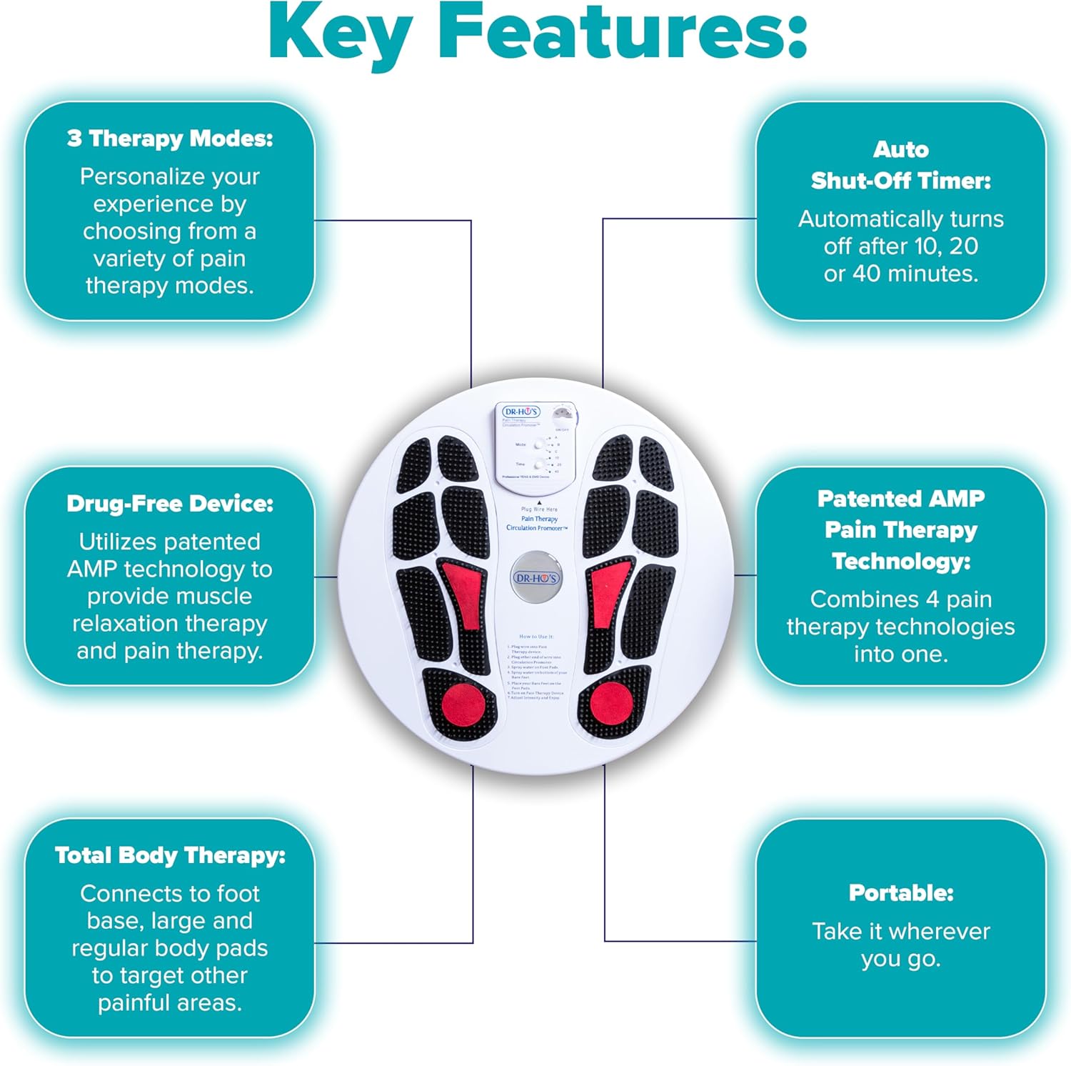 DR-HO'S Circulation Promoter Essential Package – 4-in-1 Therapy Device with TENS, EMS, NMES & AMP Technologies – Supports Circulation, Foot & Leg Comfort