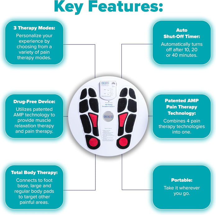DR-HO'S Circulation Promoter Essential Package – 4-in-1 Therapy Device with TENS, EMS, NMES & AMP Technologies – Supports Circulation, Foot & Leg Comfort