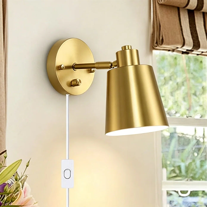 Plug in Wall  Dimmable Wall Sconces Adjustable Wall Lights with Plug in Cord,Gold