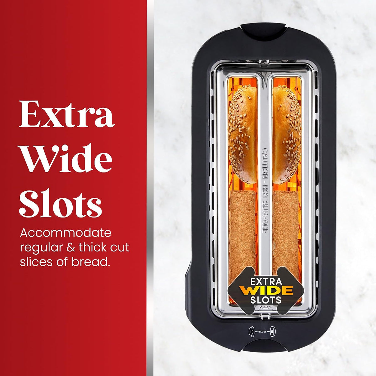Elite Gourmet 4-Slice Long Slot Toaster, Extra-Wide Slots, Countdown Timer 6 Settings, Bagel, Stainless Steel, ECT5322