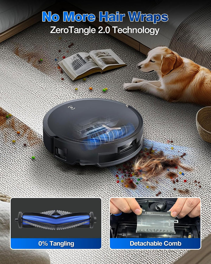 USED LIKE NEW ECOVACS DEEBOT T50 MAX Robot Vacuum and Mop, 18,500Pa Blast Suction 18mm Auto-Lift, 167℉ Mop Washing, Self-Emptying and Mop Drying, TruEdge Cleaning, ZeroTangle for Pet Hair, YIKO Agent