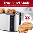 Elite Gourmet 4-Slice Long Slot Toaster, Extra-Wide Slots, Countdown Timer 6 Settings, Bagel, Stainless Steel, ECT5322