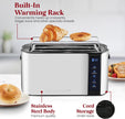 Elite Gourmet 4-Slice Long Slot Toaster, Extra-Wide Slots, Countdown Timer 6 Settings, Bagel, Stainless Steel, ECT5322