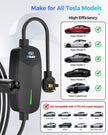 Level 2 EV Charger for Tesla 32A Fast Charging, 25ft Cord, NEMA 14-50 Plug, Portable & Home NACS Connector for All Tesla Models S/3/X/Y/Cybertruck - 240V Electric Car Mobile Charger