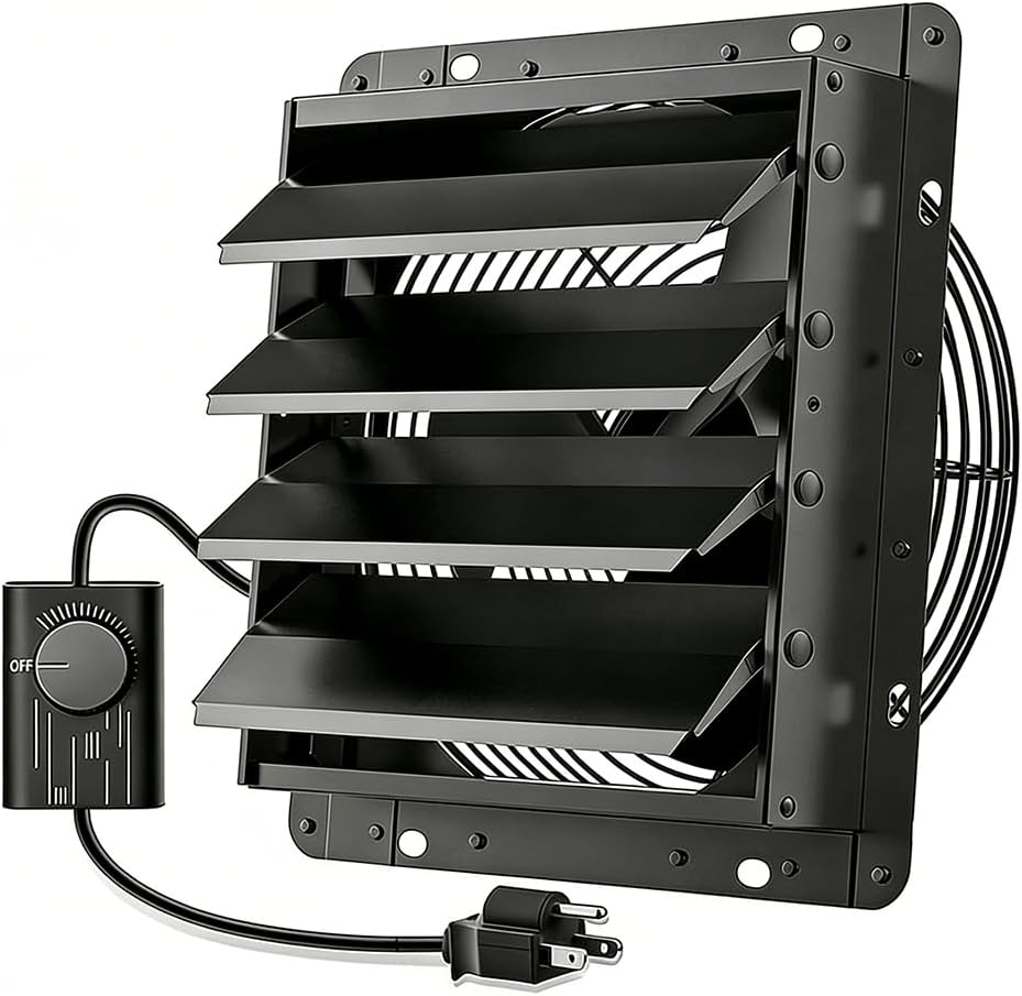 14 Inch Shutter Exhaust Fan with Speed Controller, 882 CFM High-Speed Vent Fan