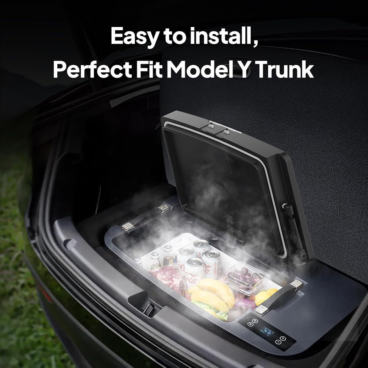 Car Refrigerator for Tesla Model Y 2019~2026, 35QT(33L) Car Fridge 12V Refrigerator for Tesla Model Y Juniper & Model YL, Portable Freezer Cooler -8℉~50℉ APP Control