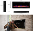 DEMO MODEL 50 Inch Ultra Thin Electric Fireplace-Narrow Bezel Linear Fireplace Heater Recessed Wall Mounted, Remote and Screen Control, 8H Sleep Timer, Low Noise, 750/1500W for Living Room, Bedroom