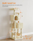 Feandrea Cat Tree Tower, 151 cm, 2 Perches, Hammock, Beige