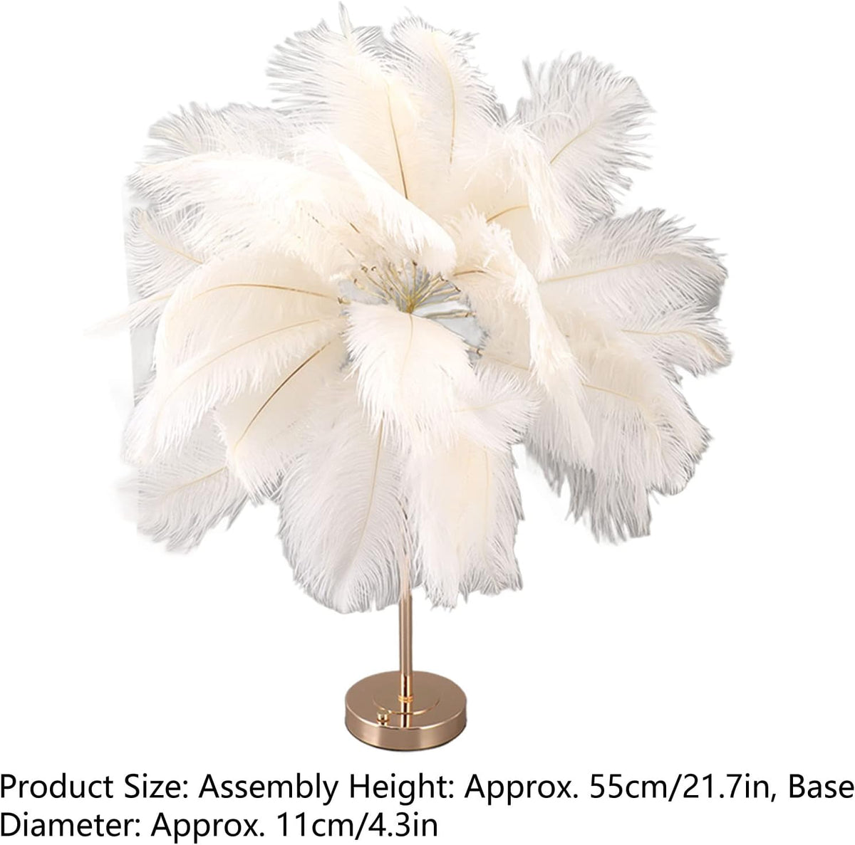 Artificial Feather Table Lamp, USB Rechargeable Decorative Lights with 3 Light Tones, Bedroom Beside Lamp for Home Party Wedding Shop Decoration (White)
