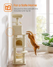 Feandrea Cat Tree Tower, 151 cm, 2 Perches, Hammock, Beige