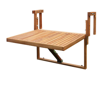 28 inch x 24 inch Acacia Balcony Railing Table / Golden Teak Stain Finish