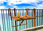 28 inch x 24 inch Acacia Balcony Railing Table / Golden Teak Stain Finish